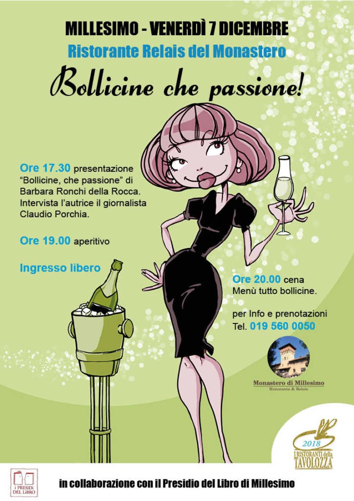 Il 7 Dicembre “Bollicine che passione!” con Barbara Ronchi Della Rocca a Millesimo (SV)