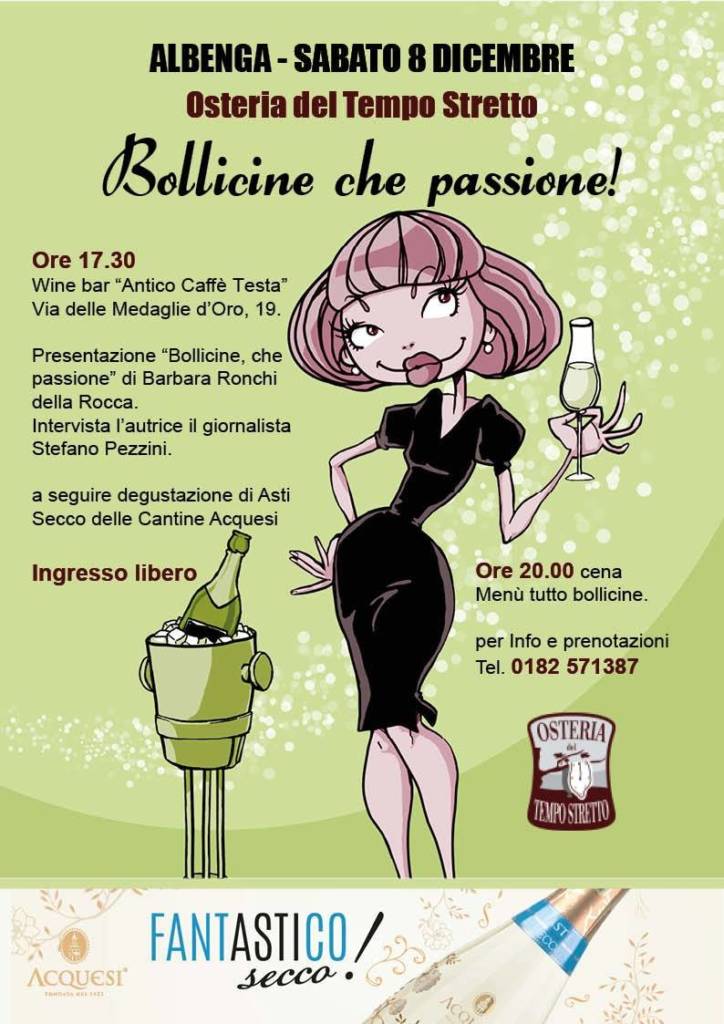 8 Dicembre ad Albenga “Bollicine, che passione!” con Barbara Ronchi Della Rocca