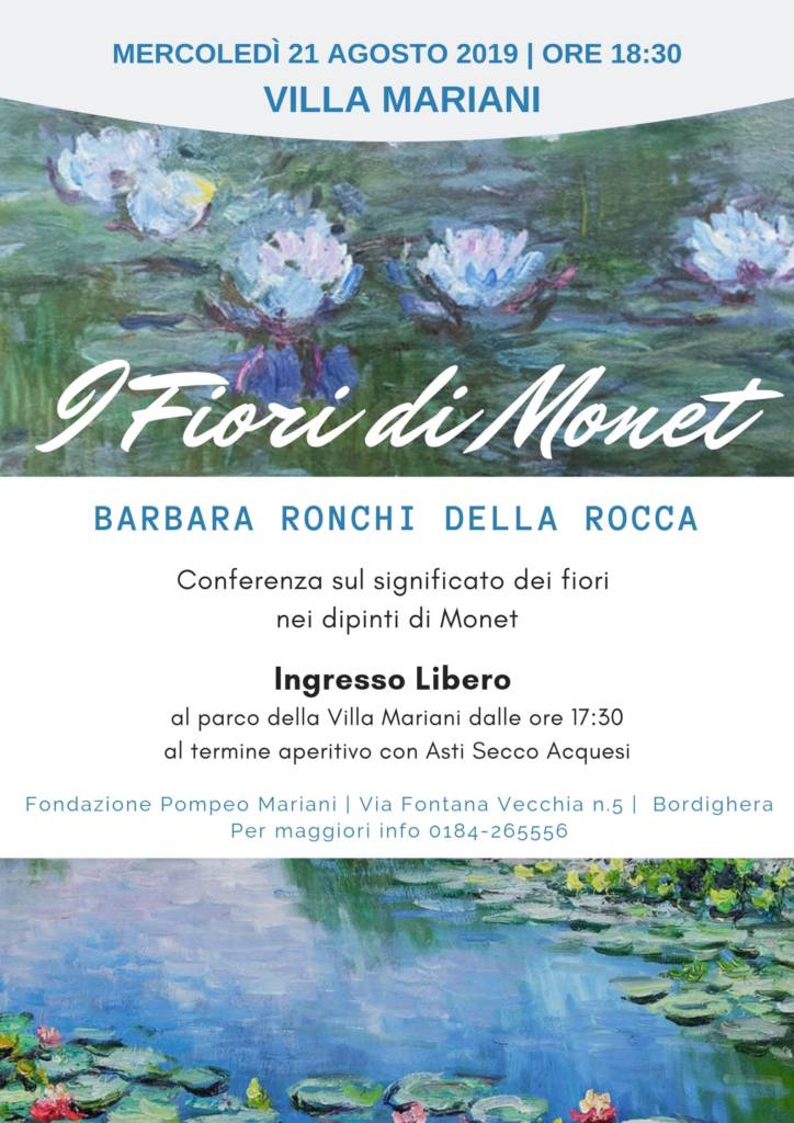 ” I Fiori di Monet” a Villa Mariani il 21 Agosto.